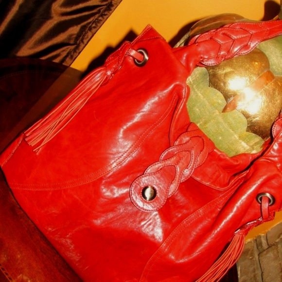 JUNIOR DRAKE Athena RED Imp. Leather HB~NWOT - Picture 6 of 13